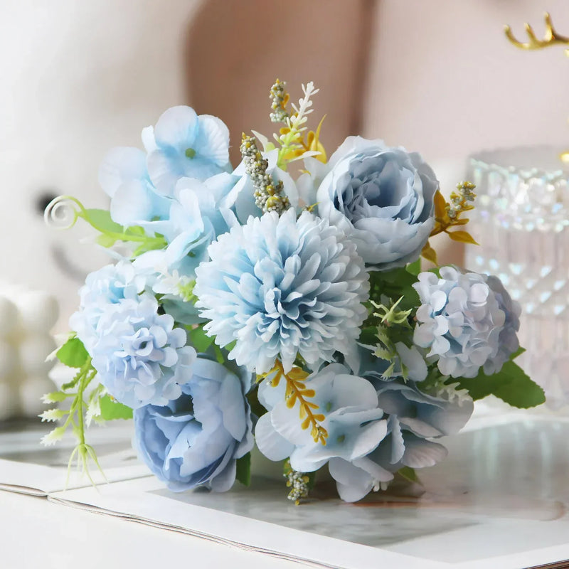 bouquet d'hortensias de pivoines artificielles pour décoration festive