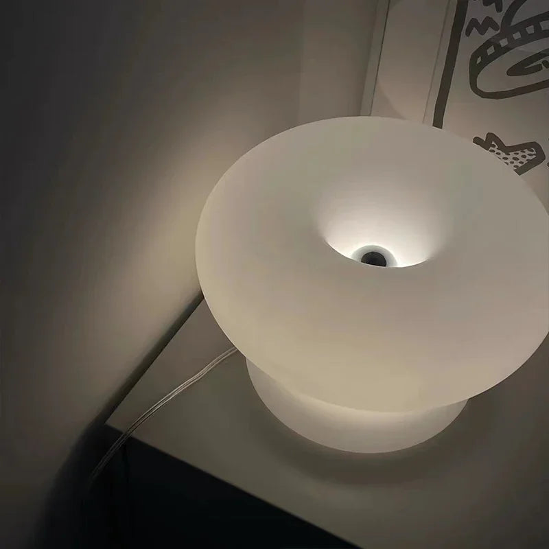 lampe de table moderne cercle laiteux à intensité réglable