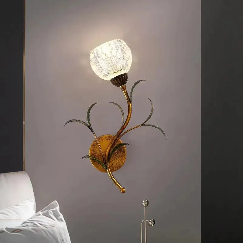 applique murale à led rétro avec fleurs pour décoration élégante