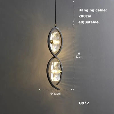 suspension en verre cristal art déco avec éclairage led