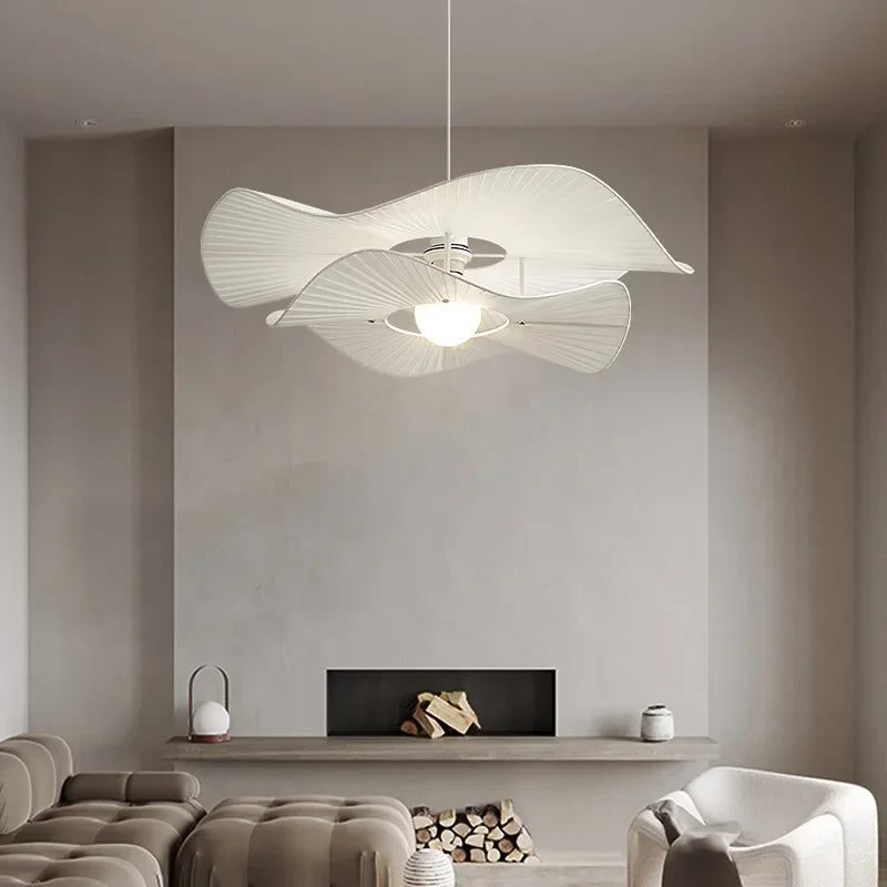 lustre moderne en tissu plissé pour décoration intérieure élégante