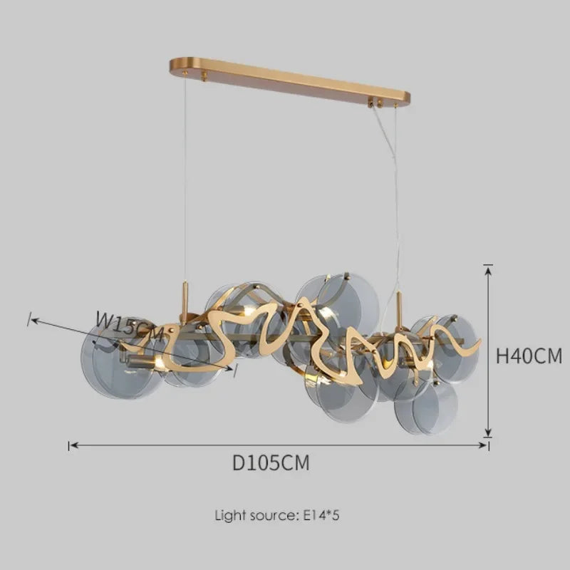 lustre post-moderne en verre simple pour salon luxueux