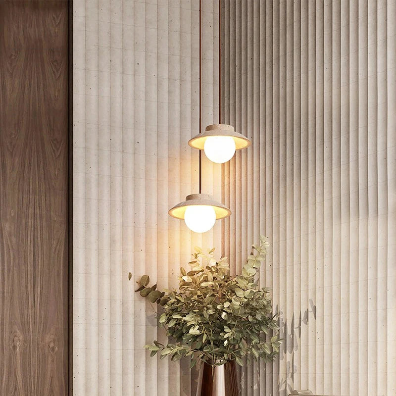 Suspension LED style nordique en pierre pour décoration maison