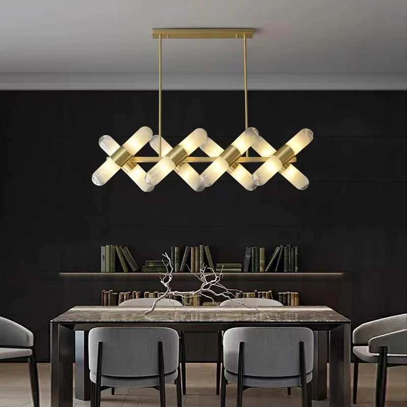 lustre italien moderne led minimaliste en cuivre pour bar café