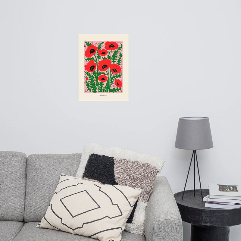 bouquet de fleurs coquelicot art mural abstrait décoration florale