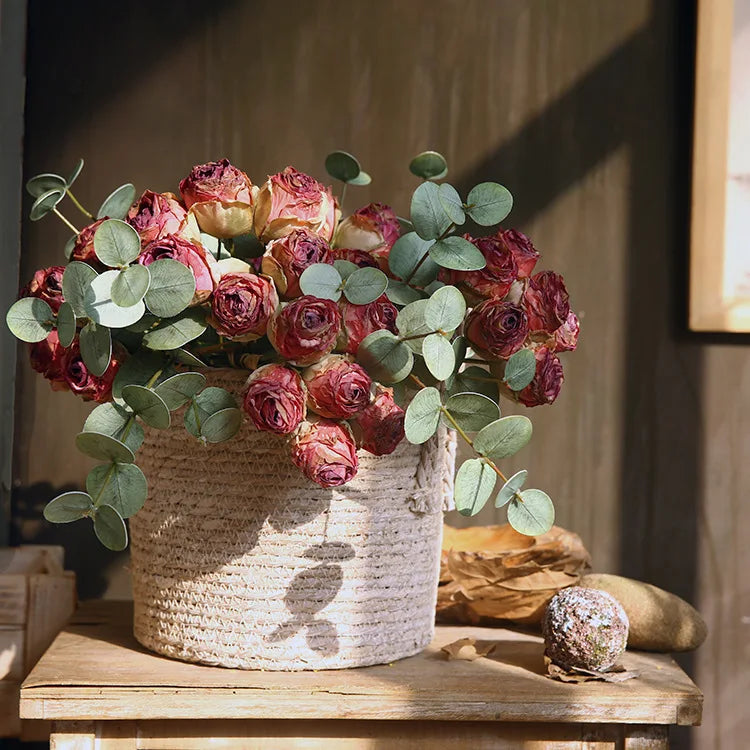 bouquet de roses artificielles en soie décorations rétro pour divers espaces