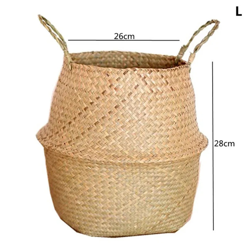 panier en paille pour plantes d'intérieur et d'extérieur