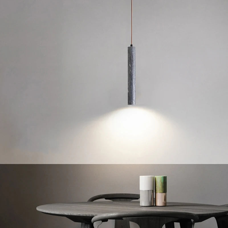 lustre cylindrique en marbre naturel led minimaliste luxe