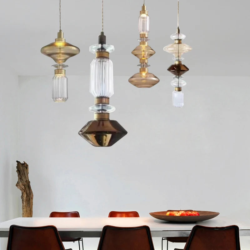 suspension design italienne en verre pour intérieur élégant