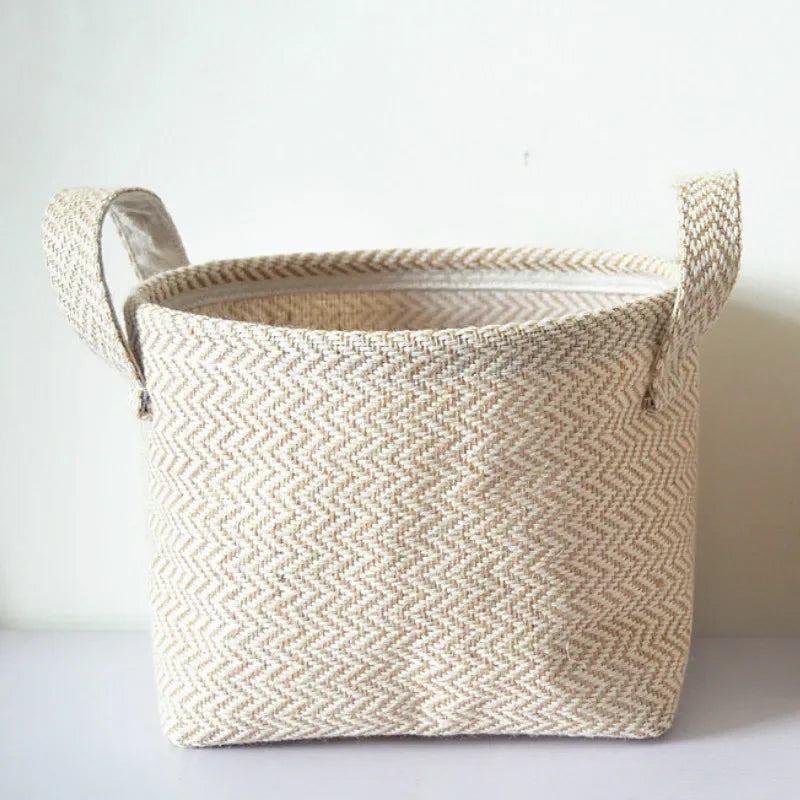 panier de rangement en toile de jute tissée multifonctionnel