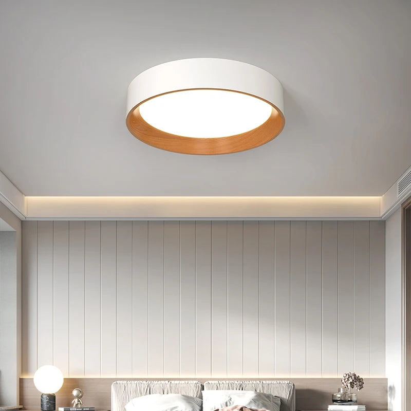 plafonnier led minimaliste nordique grain de bois créatif