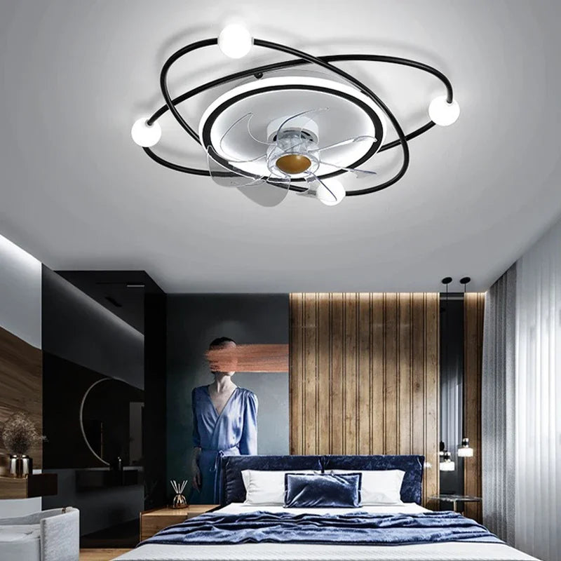 lustre led moderne avec ventilateur pour décoration intérieure