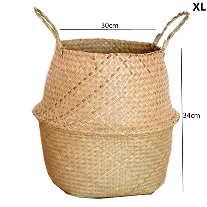 panier en paille pour plantes d'intérieur et d'extérieur