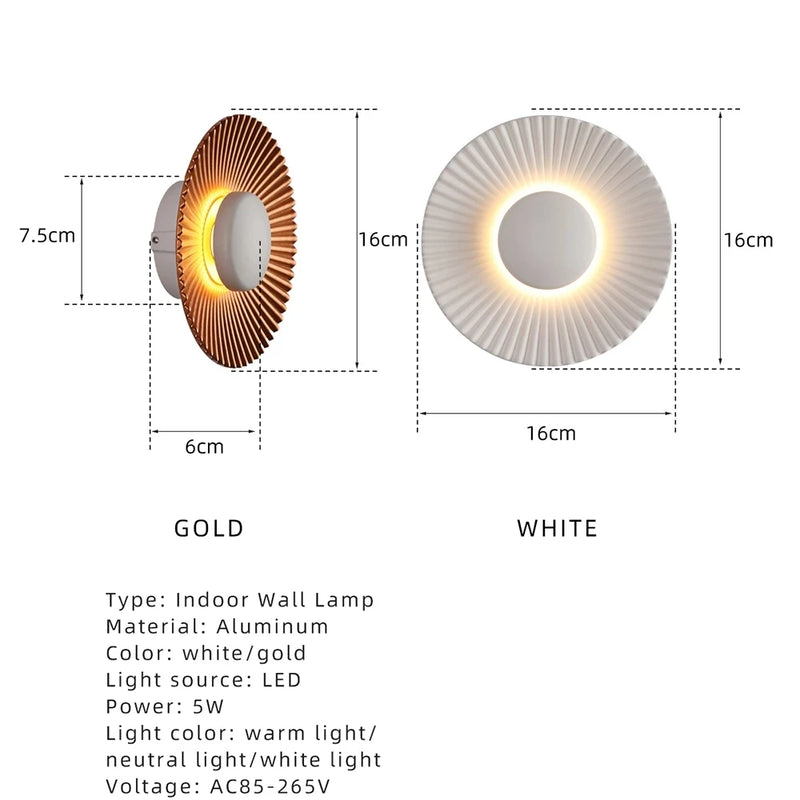 applique murale led moderne en forme de disque pour décoration intérieure