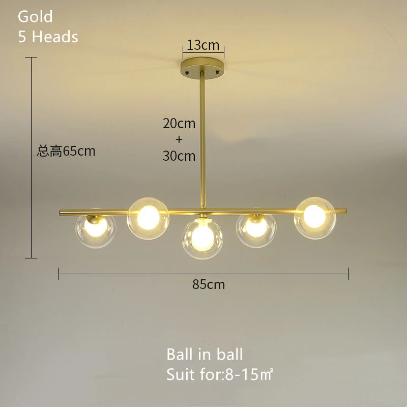 lustre nordique en verre pour éclairage intérieur moderne