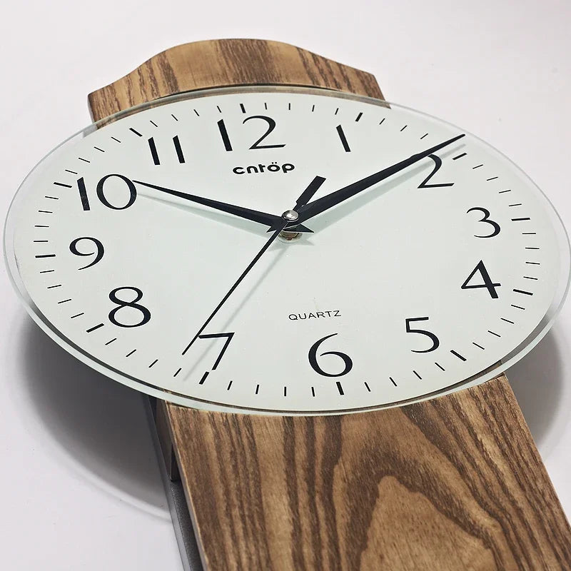 horloge murale moderne en bois design silencieuse décorative