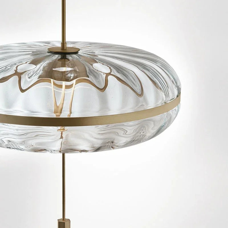 suspension design post-moderne en verre effet ondulation luxe