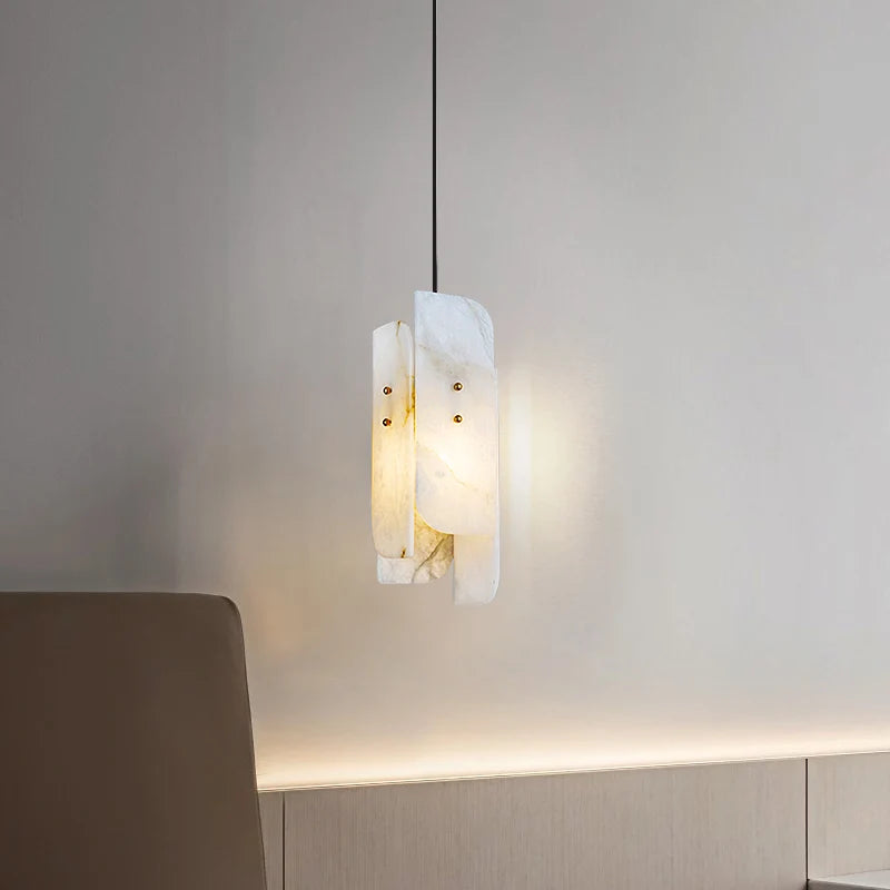 lampe suspendue en marbre avec fil de cuivre réglable nouveau style