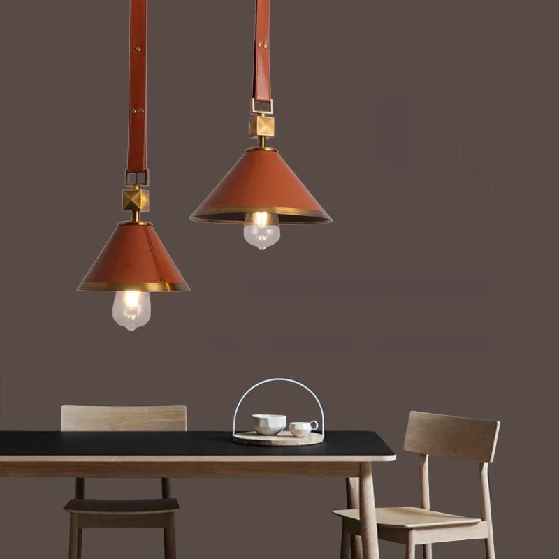 lustre moderne en cuir avec suspension lumière et verre cristal