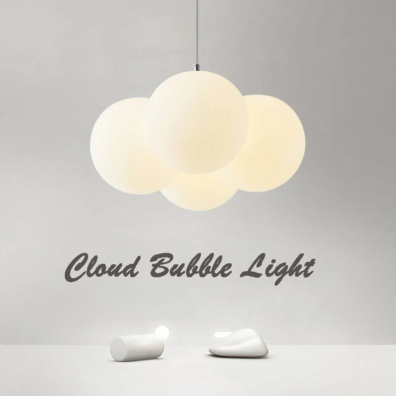 lustre nordique led nuage suspension 4/8 têtes bulles luminaires