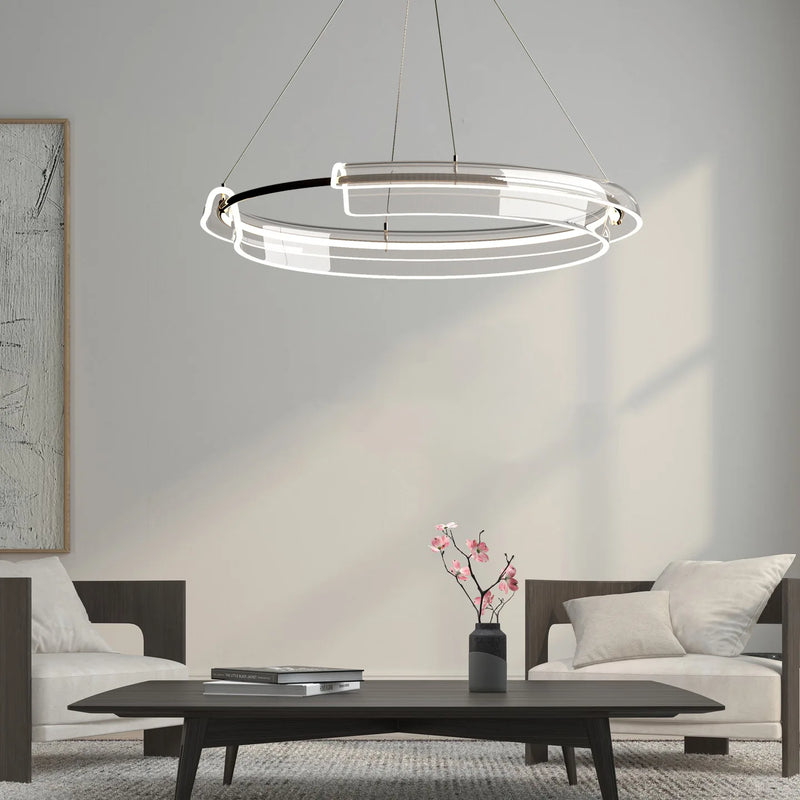 lustre led de luxe simple anneau dimmable pour maison hôtel