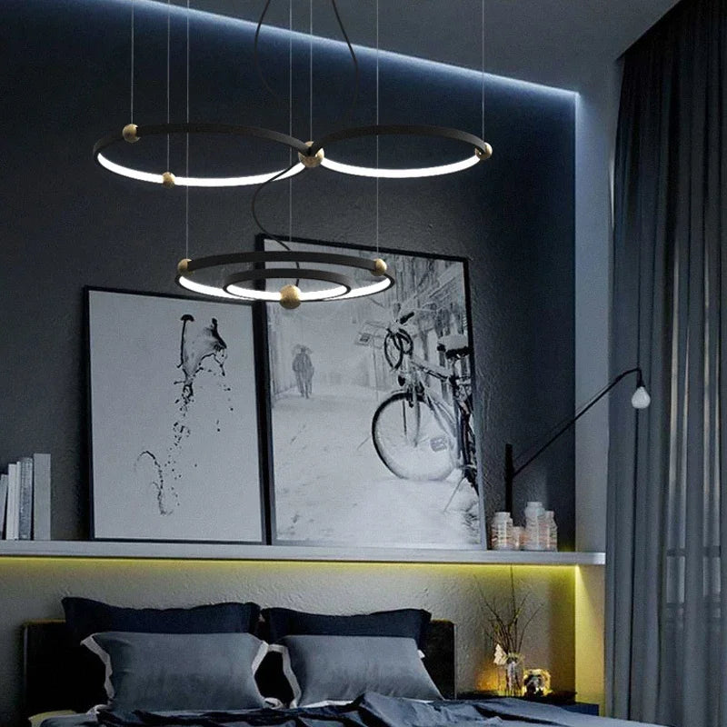 suspension à LED en anneau rond pour décoration moderne