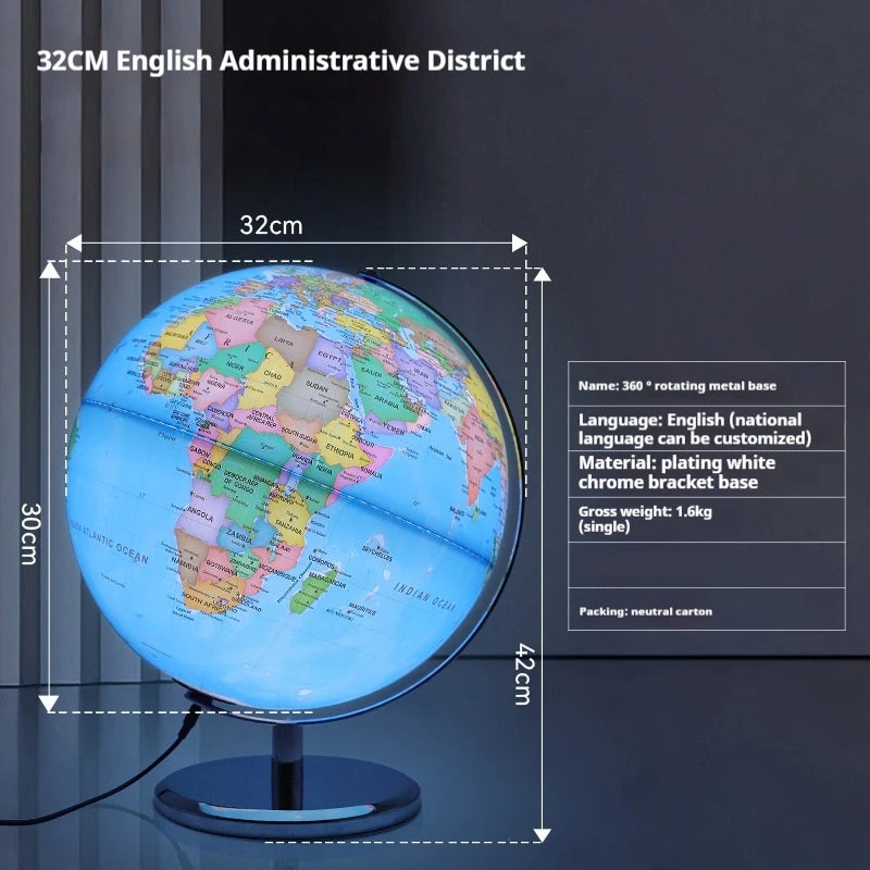 globe terrestre lumineux avec base rotative pour la rentrée scolaire