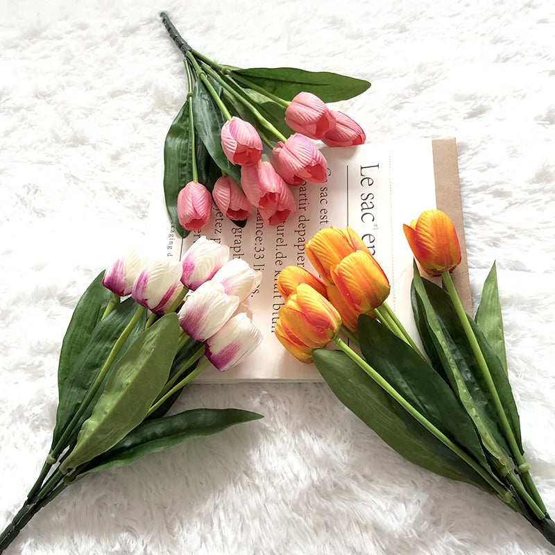 bouquet de tulipes artificielles pour mariage et décoration intérieure