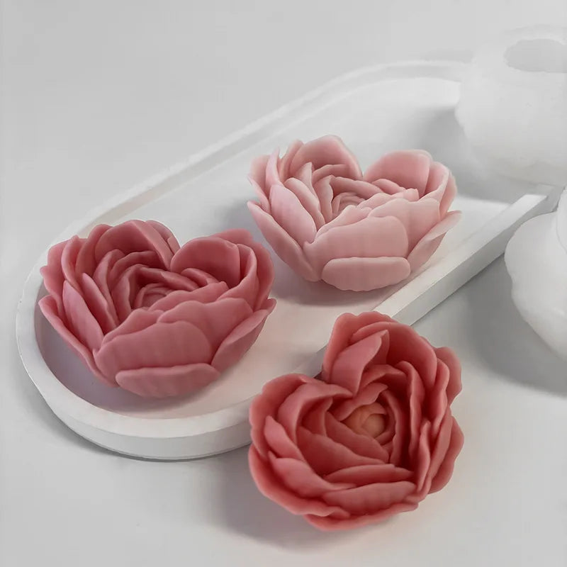 moule à fleurs d'amour en silicone pour bougies et savon DIY