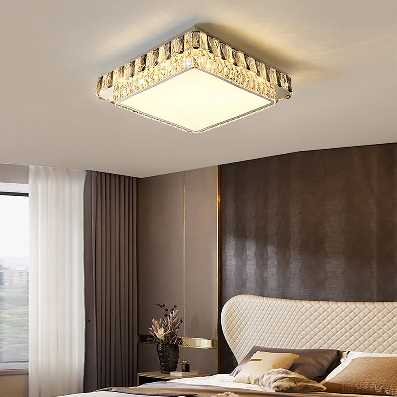 plafonnier led en cristal de luxe rond moderne