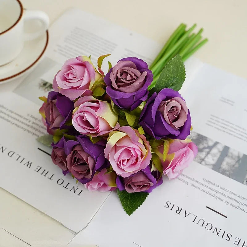 bouquet de roses artificielles en soie décoration florale pour table