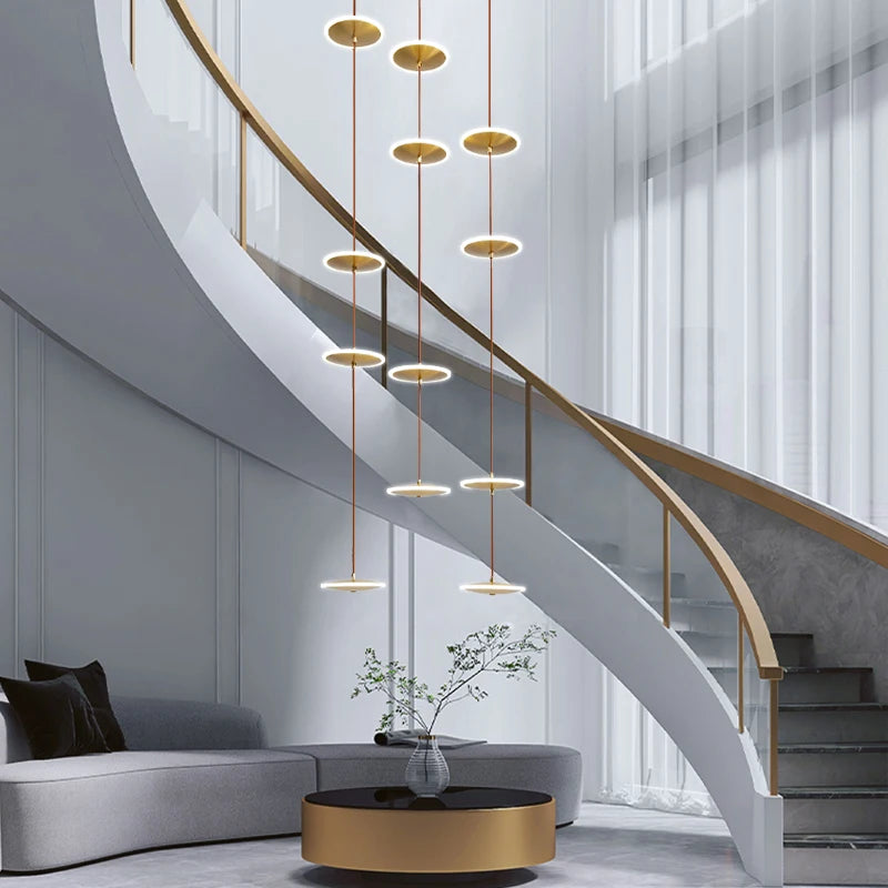 lustre moderne à led pour escalier design et élégant