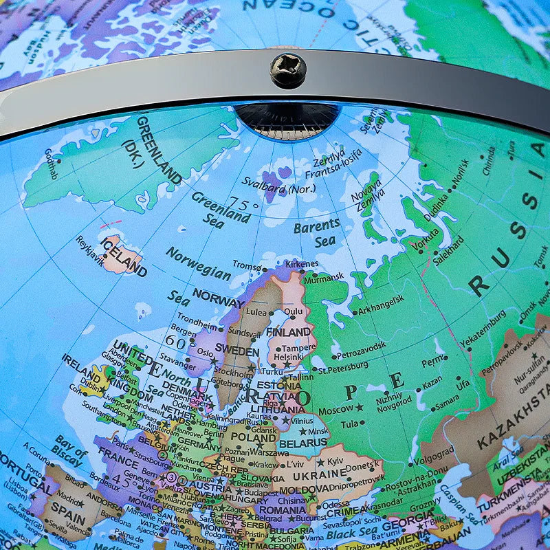 globe terrestre lumineux avec carte du monde éducative