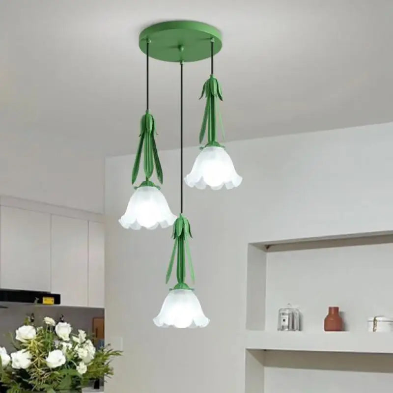 lustre suspendu à led en verre blanc laiteux à 3 têtes