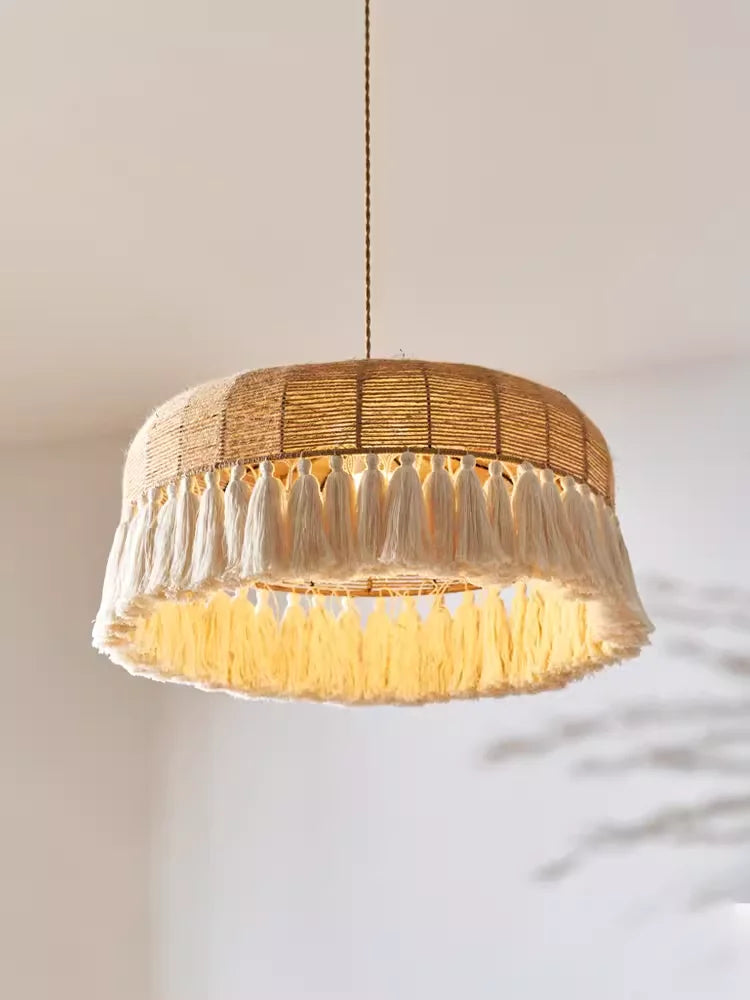 lustre à LED en corde de chanvre pour décoration intérieure