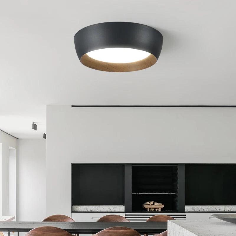 plafonnier led moderne réglable en fer et bois minimaliste italien