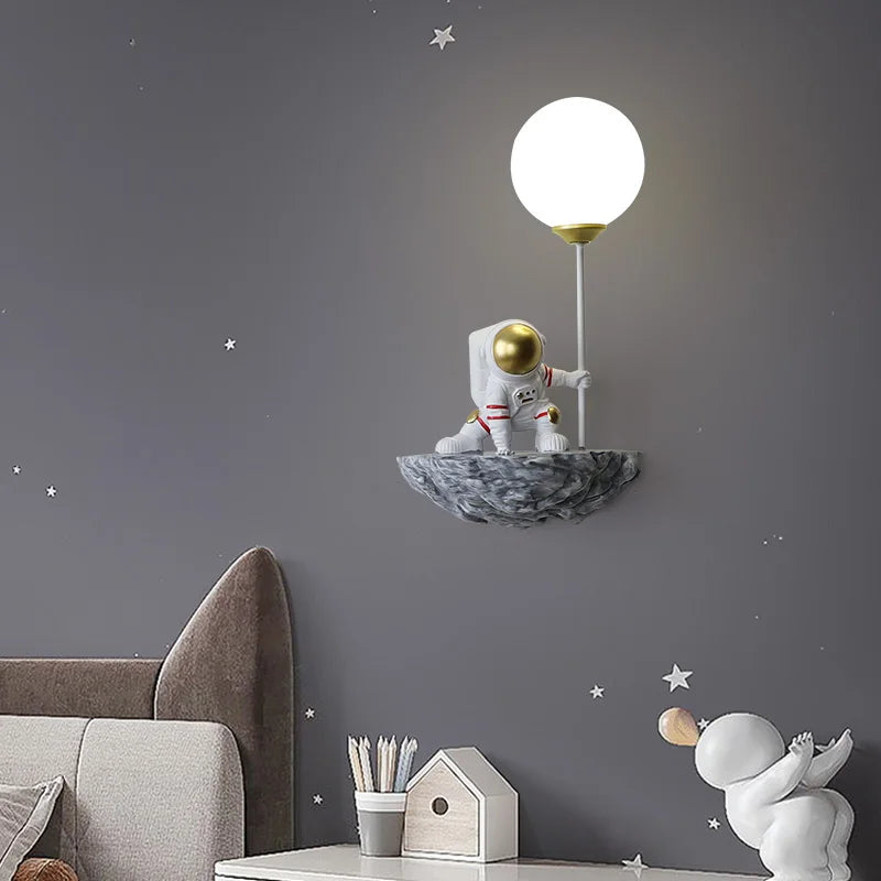 applique murale dessin animé astronaute lampe led pour enfants