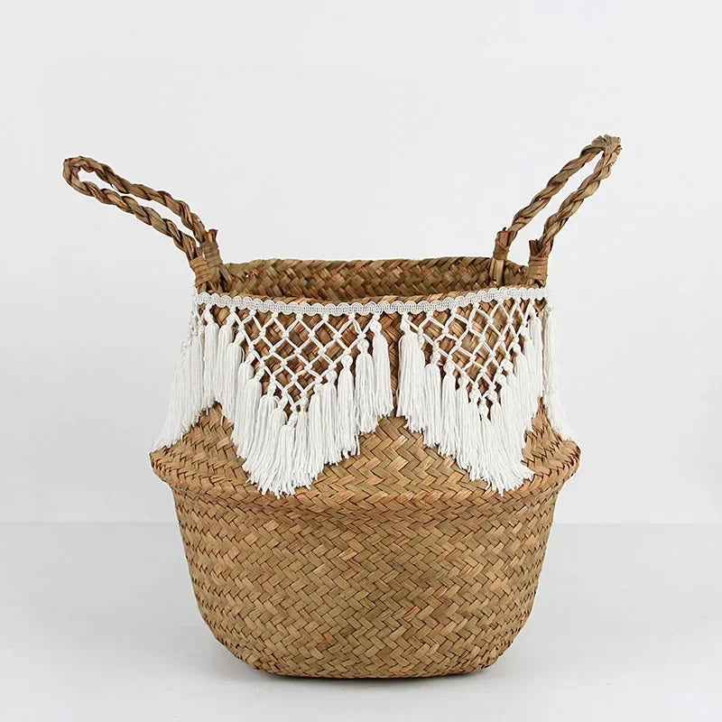 panier en osier tressé pour rangement et décoration polyvalente