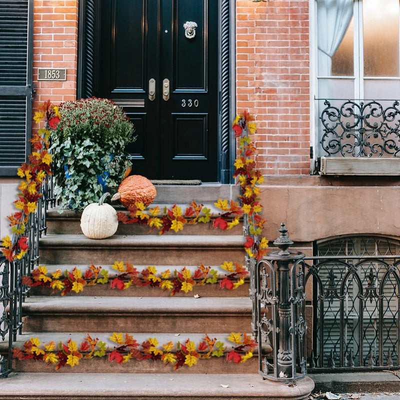 guirlande de feuilles d'érable artificielles en soie décorative pour jardin