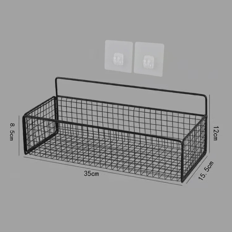 panier de rangement mural en métal pour accessoires peu encombrant