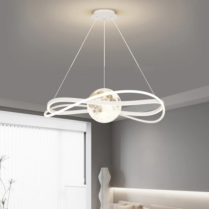 lustre led nordique minimaliste pour grand hall d'art