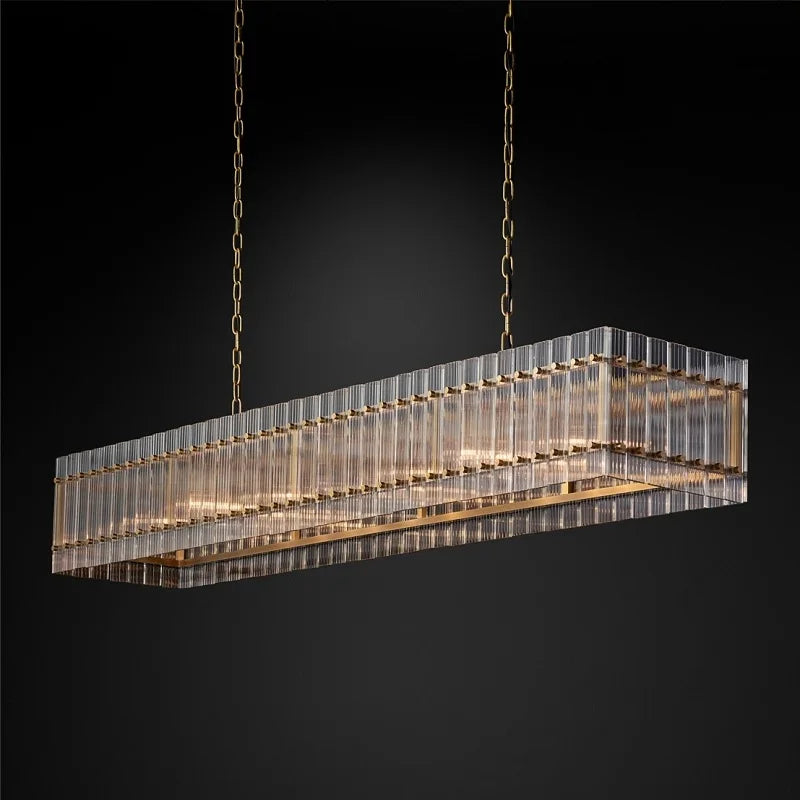 lustre rectangulaire en cristal pour éclairage de luxe