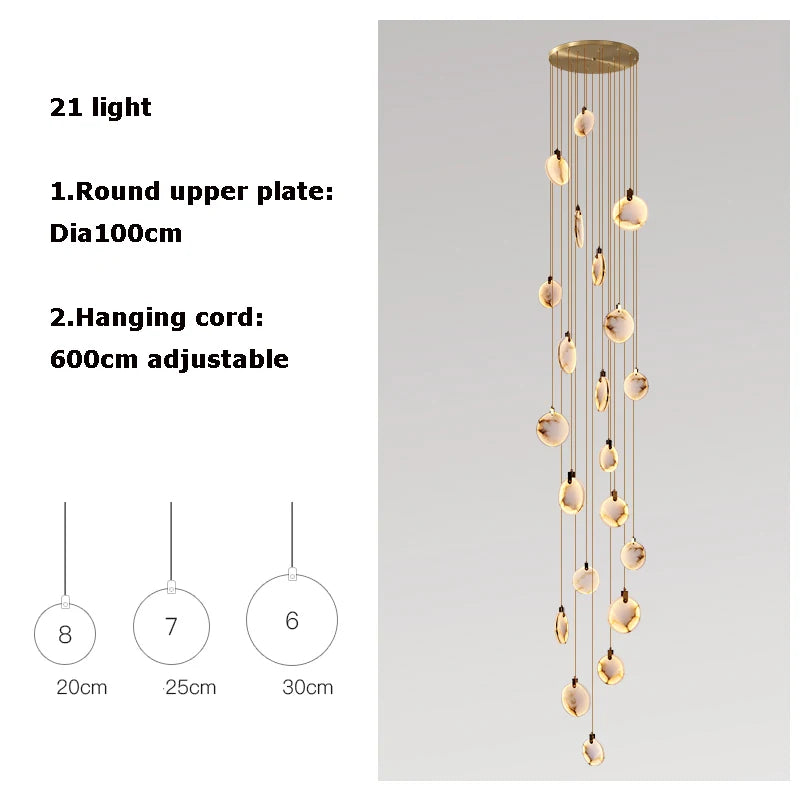 lustre design en marbre doré avec éclairage led tendance 2024