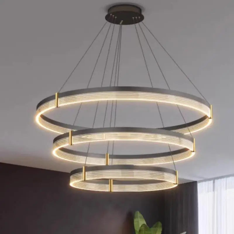 Lustre LED anneau en acrylique au design moderne avec anneau intérieur