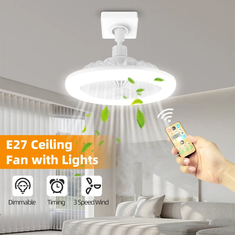 Fan Luster Silent Ceiling Fan Light with Remote Lamp E27 Control Bedroom Living, Home Lighting Source, Ac85-265v  Ceiling Fan