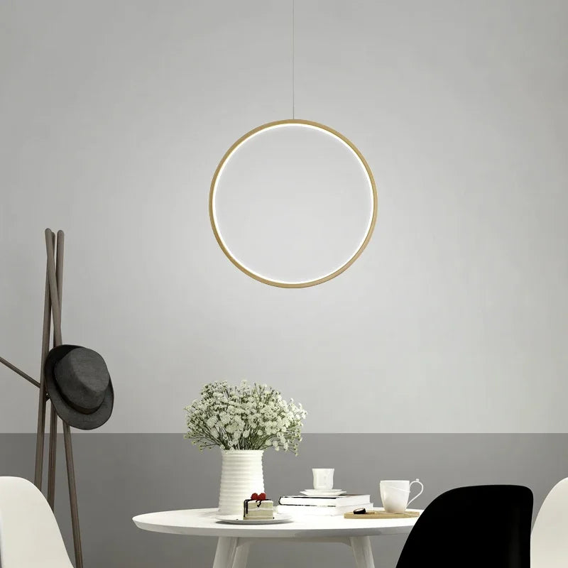 lustre suspendu minimaliste en forme de cercle pour intérieur moderne