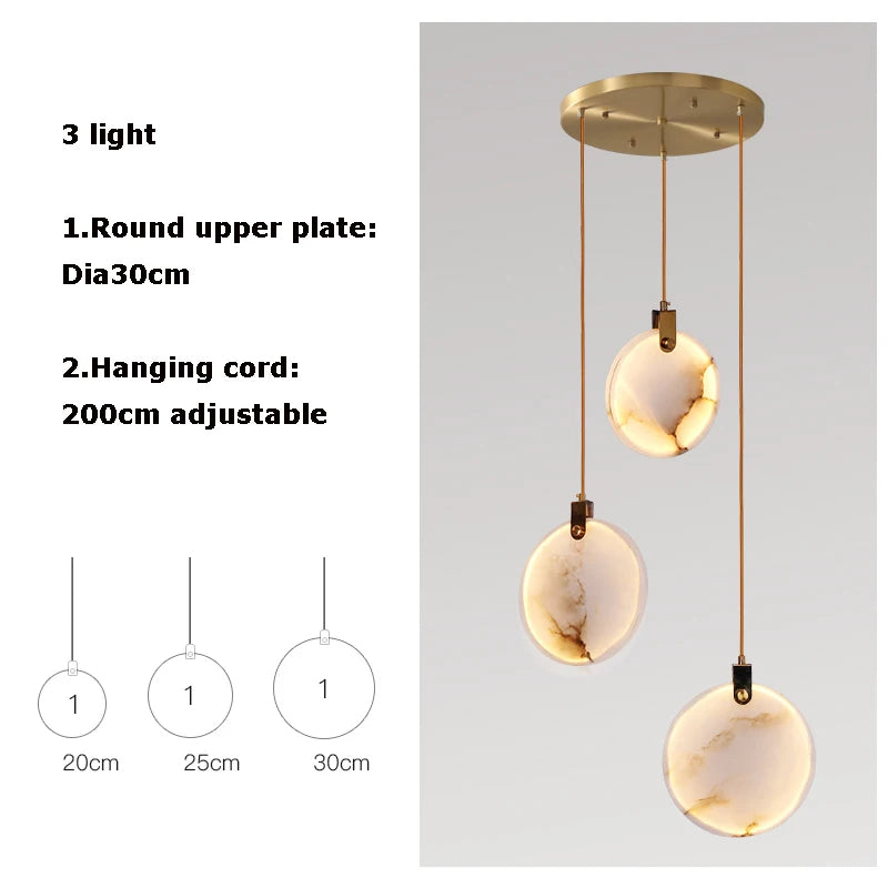 lustre design en marbre doré avec éclairage led tendance 2024