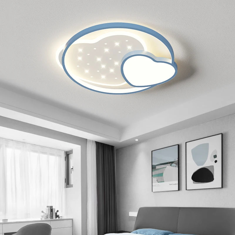 plafonnier led en forme de coeur pour enfants avec étoiles