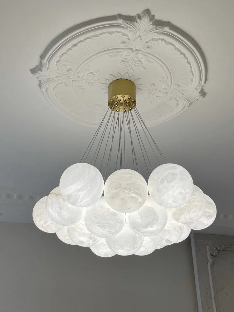 lustre en cuivre de luxe avec marbre naturel espagnol pour décoration moderne