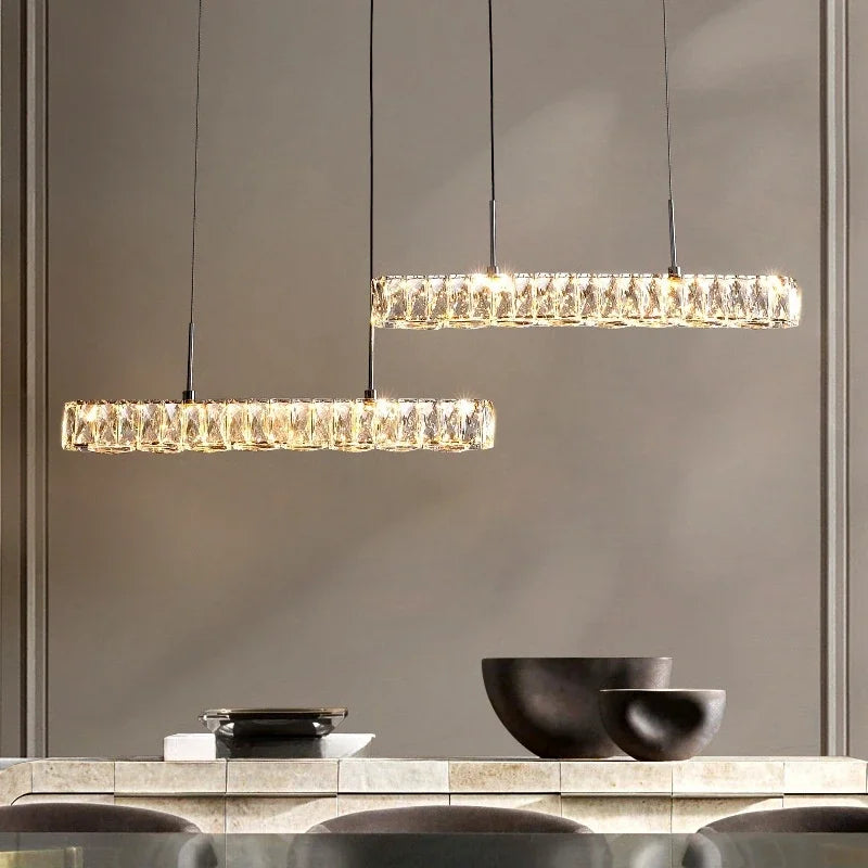 lustre led moderne en cristal avec intensité variable pour la maison